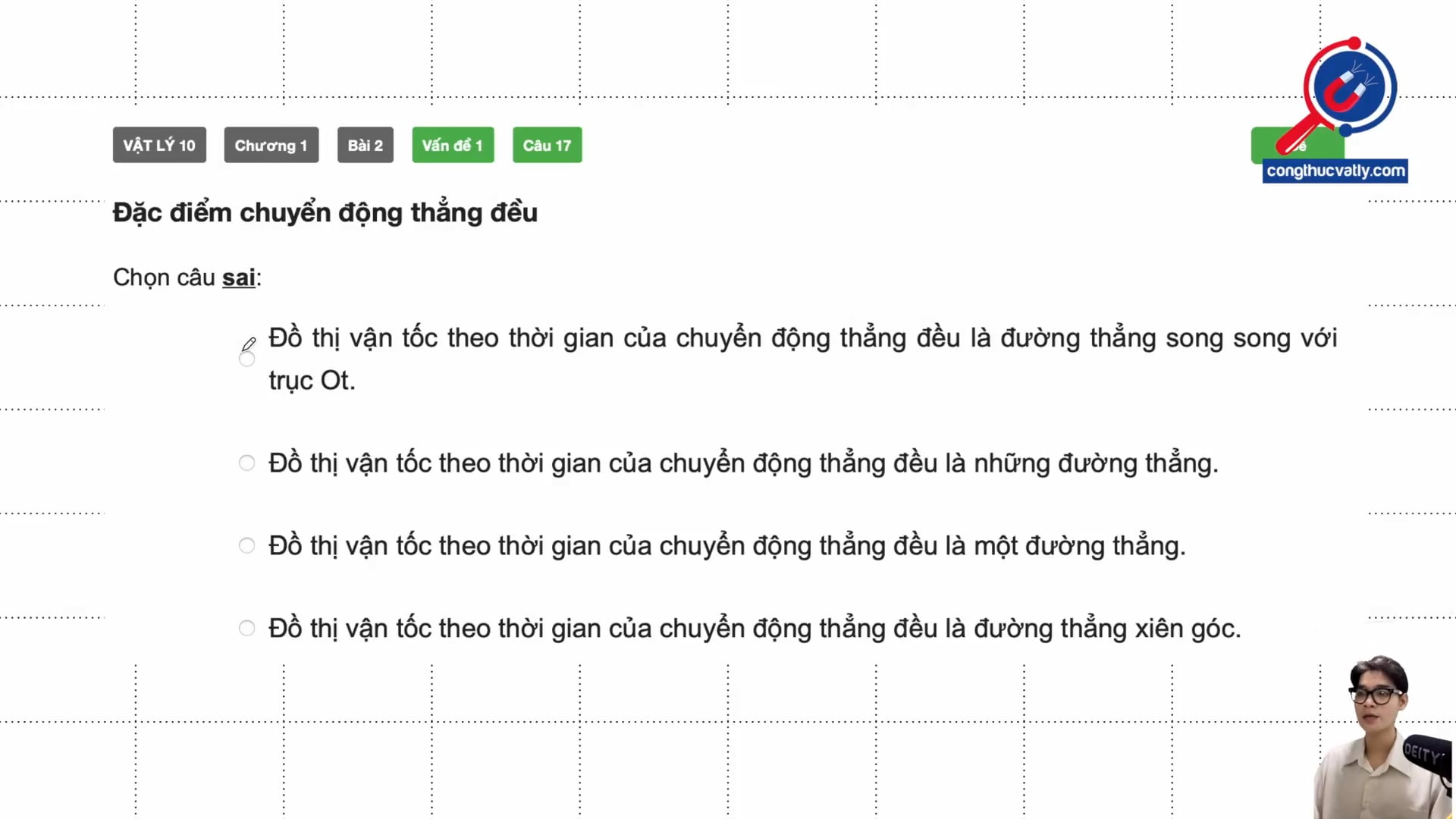 Đặc điểm chuyển động thẳng đều