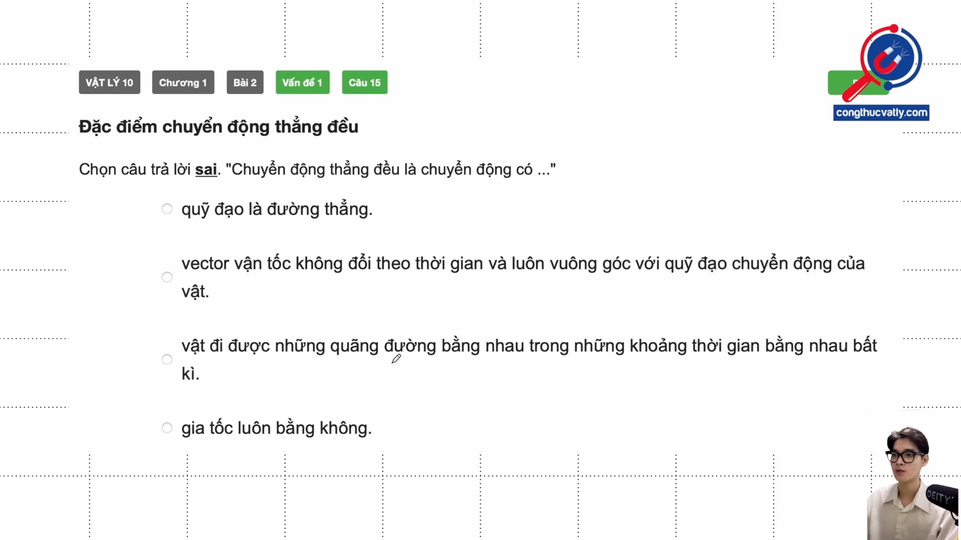 Đặc điểm chuyển động thẳng đều