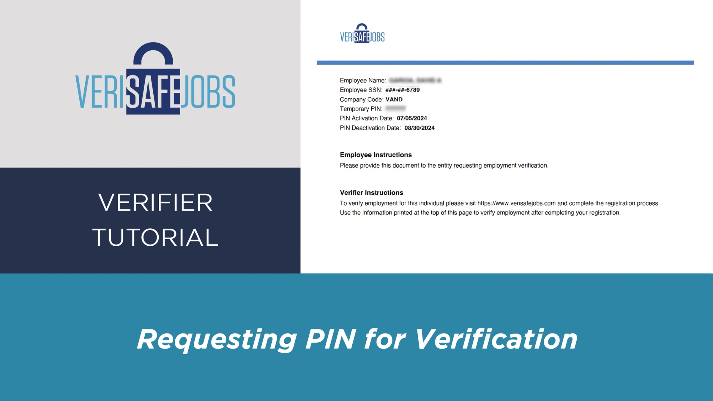VeriSafeJobs Tutorial: How to Request PIN or Company code | Videos ...