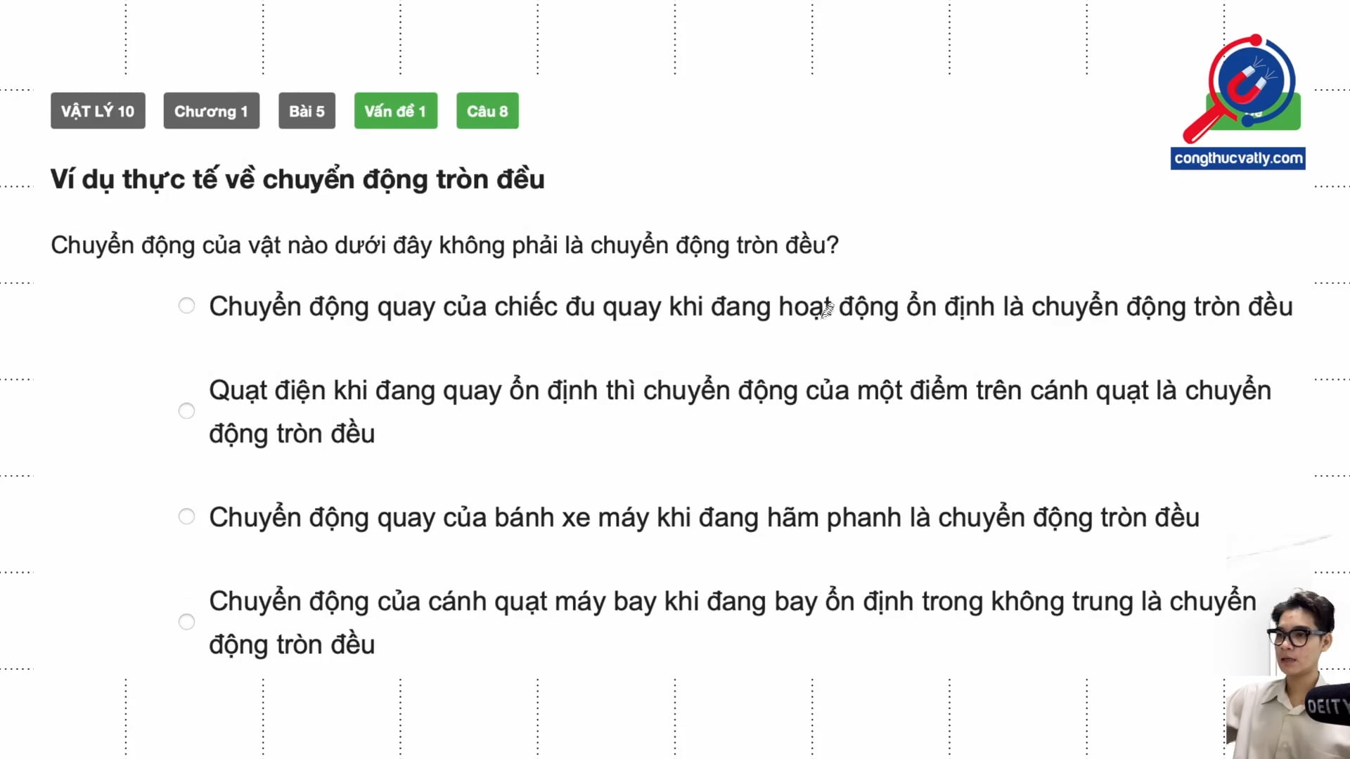 Ví dụ thực tế về chuyển động tròn đều