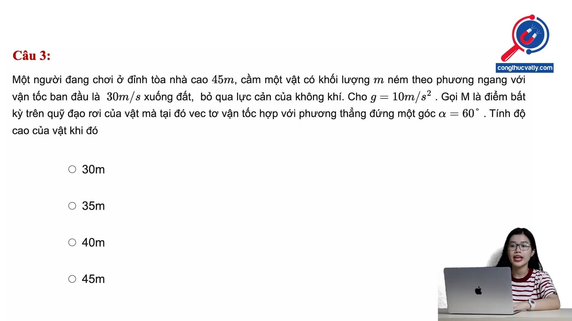 Tính độ cao của vật.