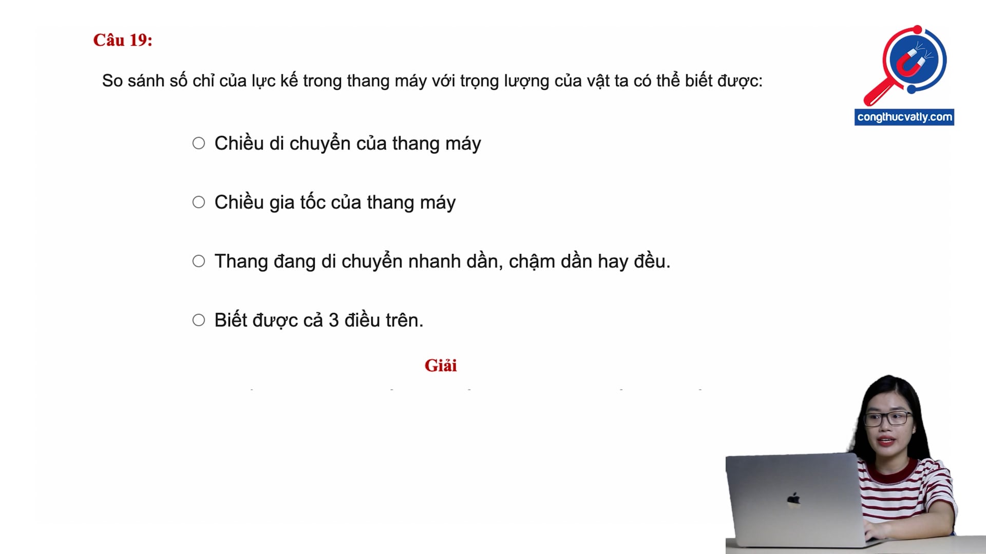 So sánh số chỉ của lực kế trong thang máy với trọng lượng của vật