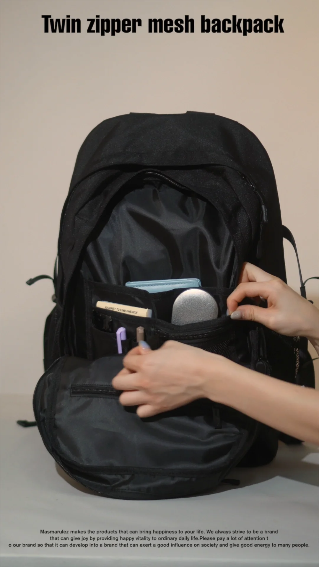 バックパック・リュック masmarulez Twin zipper mesh backpackBlack 5013286271 Twin zipper mesh backpack_Black : Masmarulez [마스마룰즈]