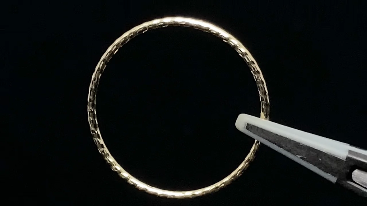 K10 Yellow Gold】 グリッター カットワイヤーリング 1mm 【9号】【11 