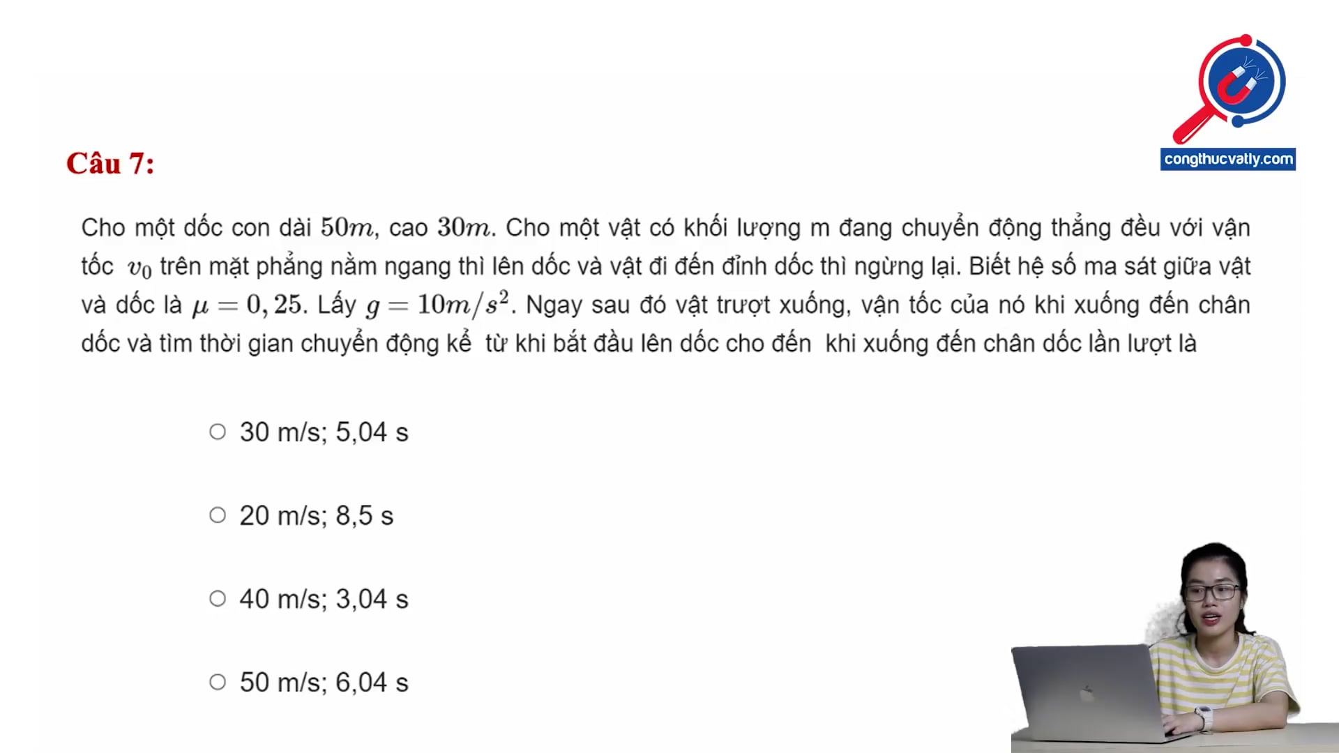 Vận tốc tại chân dốc 