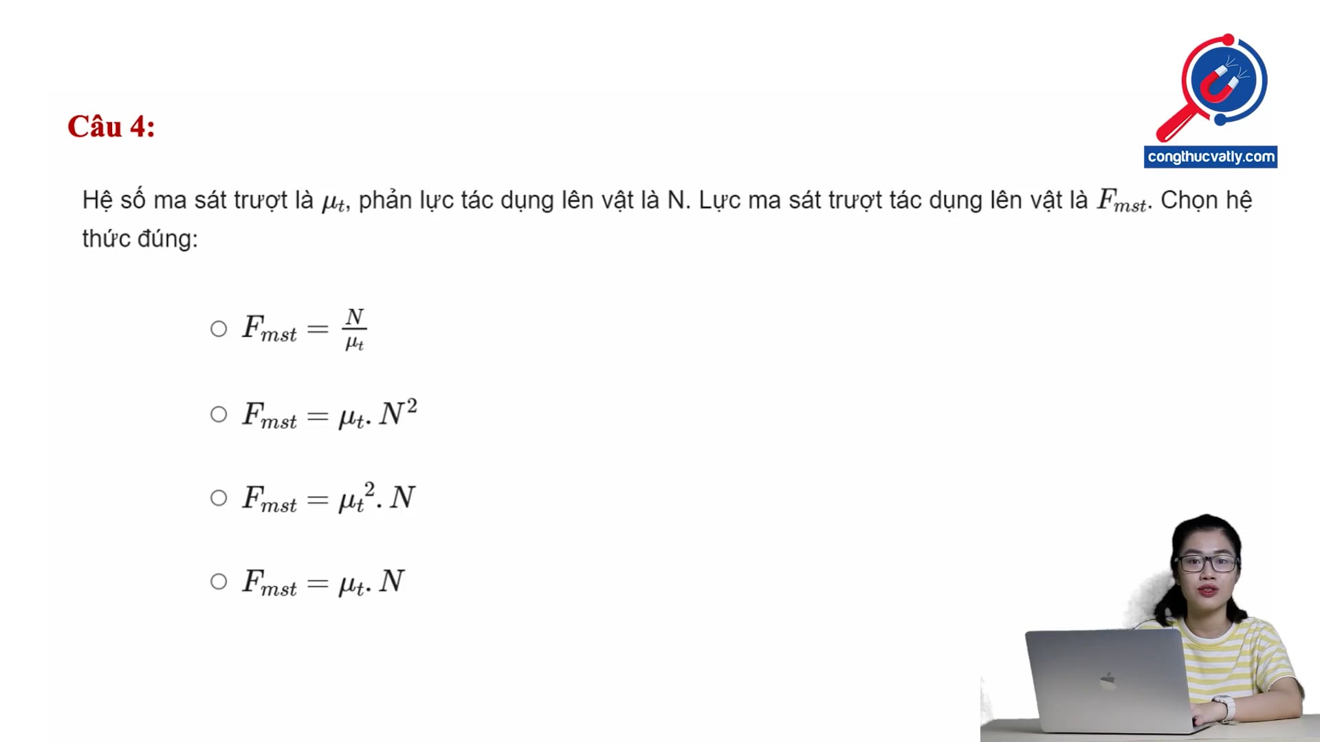 Hệ thức xác định độ lớn lực ma sát trượt