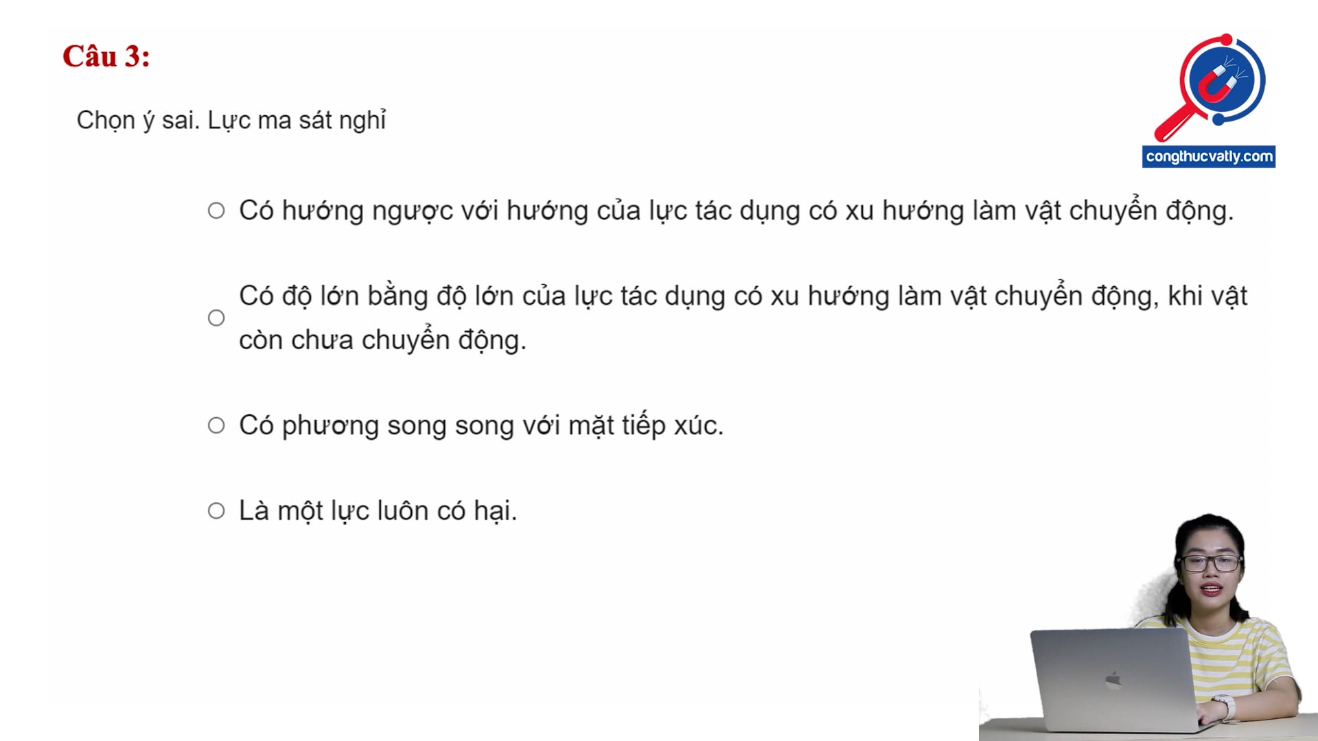 Đặc điểm lực ma sát nghỉ