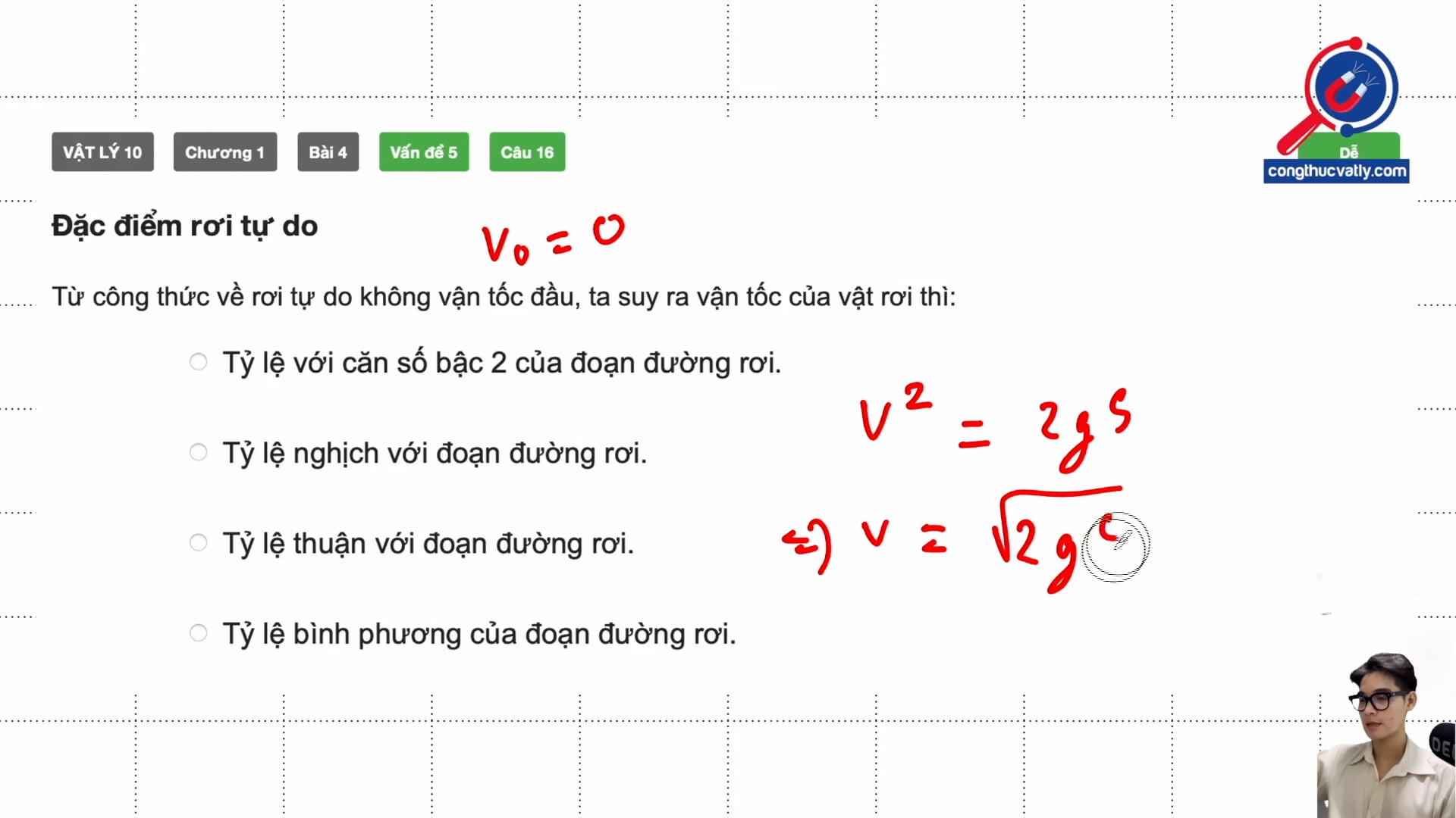 Đặc điểm rơi tự do