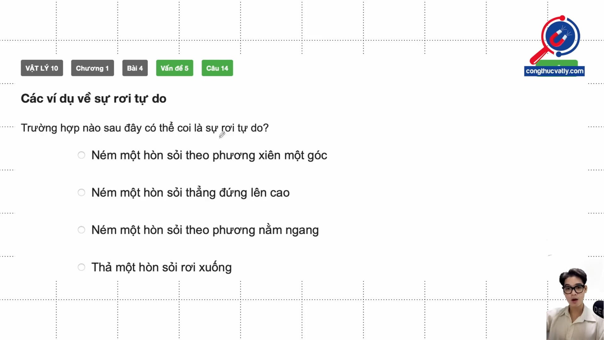 Các ví dụ về sự rơi tự do