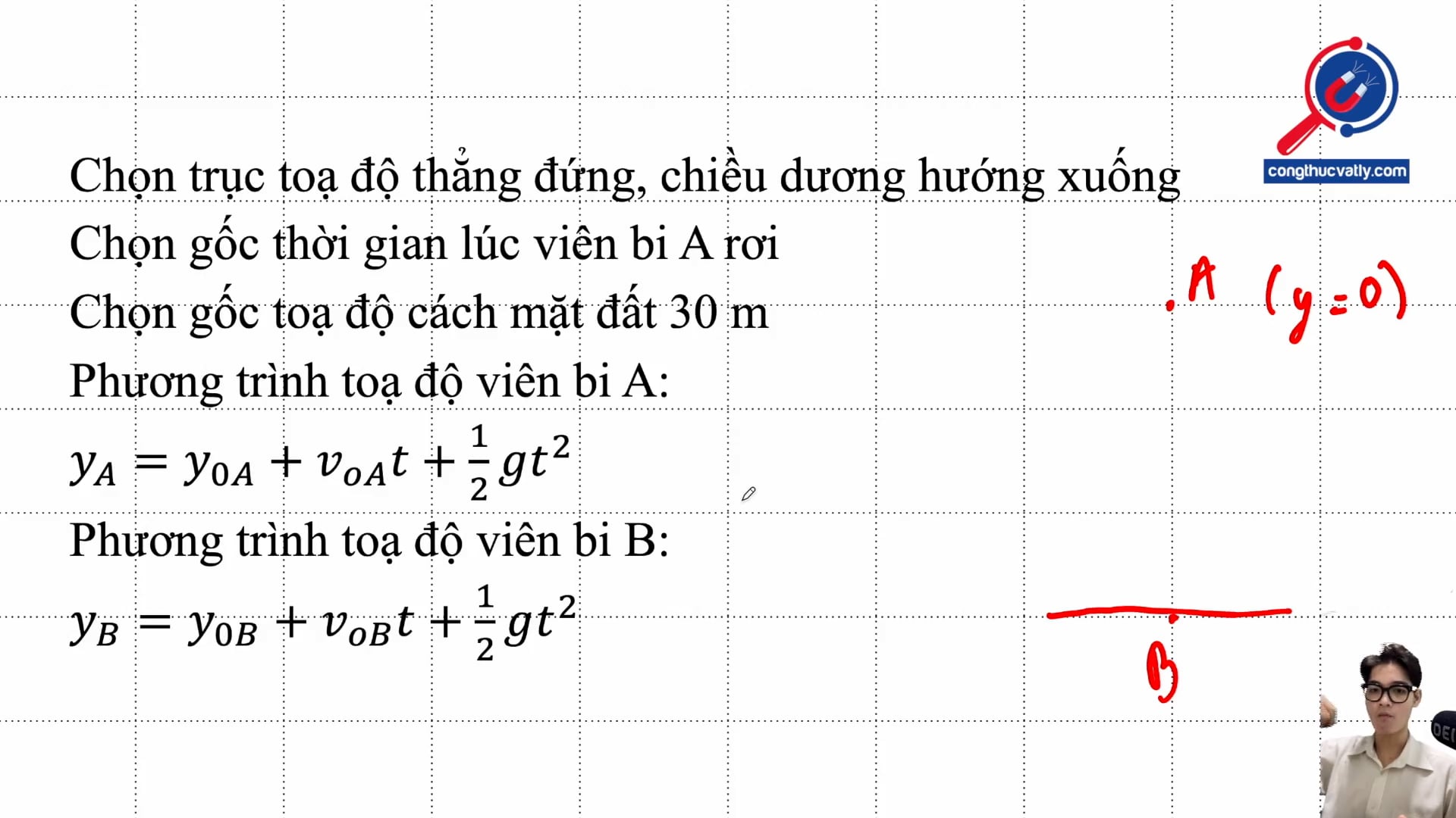 Tính thời điểm và tọa độ 2 viên bi gặp nhau