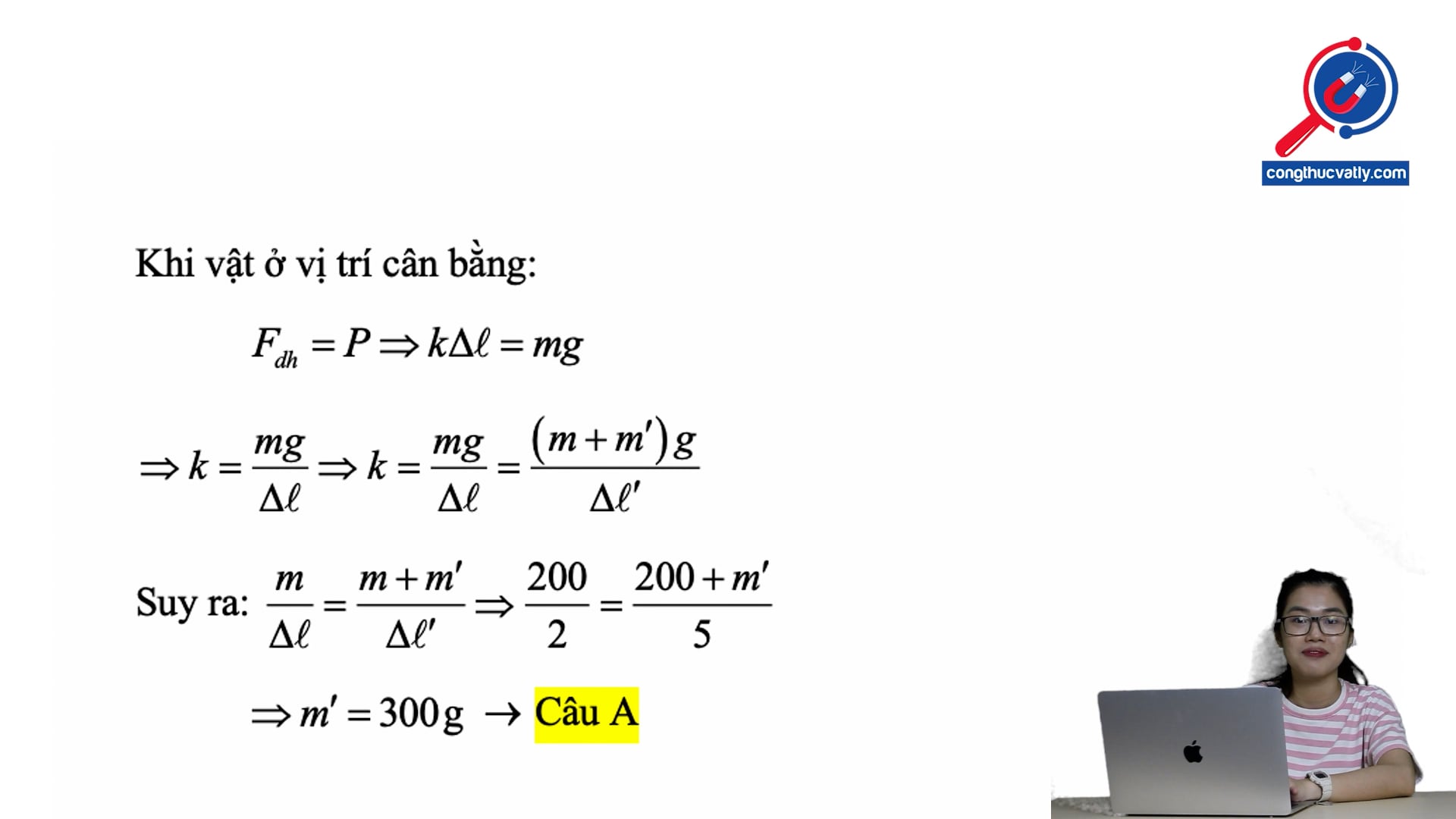 Khối lượng vật treo thêm vào lò xo