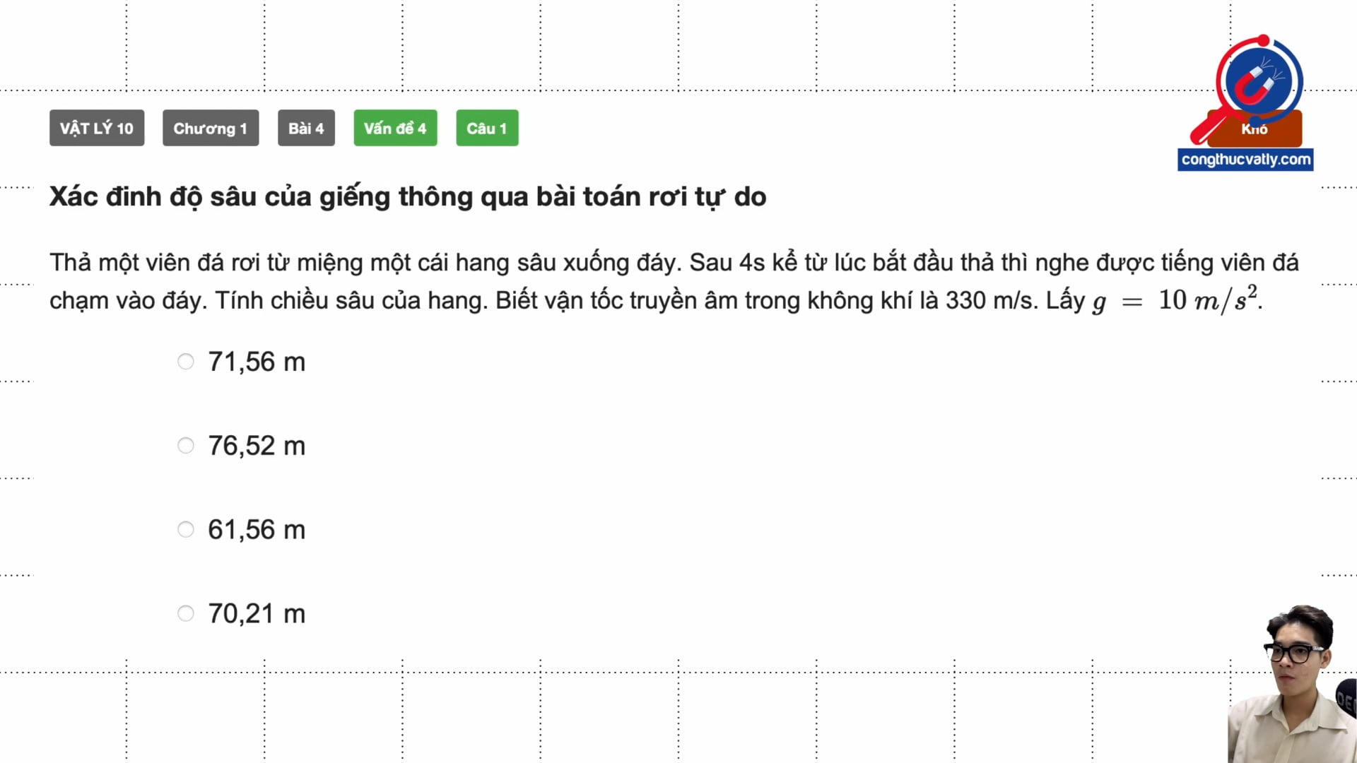 Xác đinh độ sâu của giếng thông qua bài toán rơi tự do