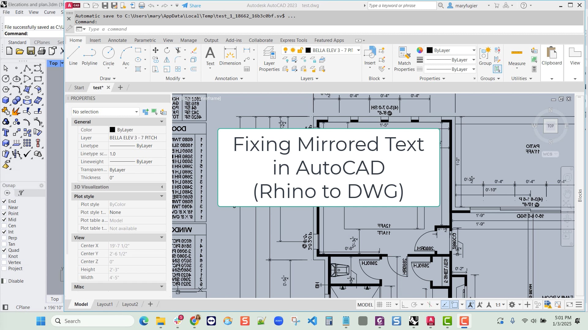 Fixing Mirrored Text in DWG & DXF Rhino Exports on Vimeo