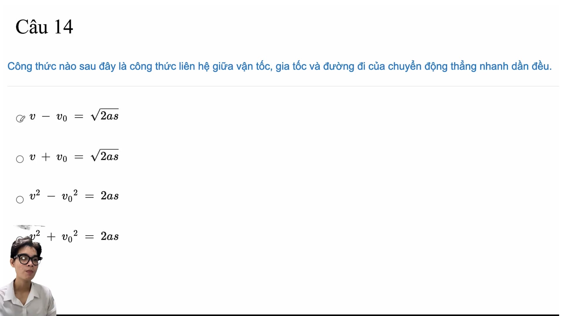 Công thức mối liên hệ giữa a, v và S