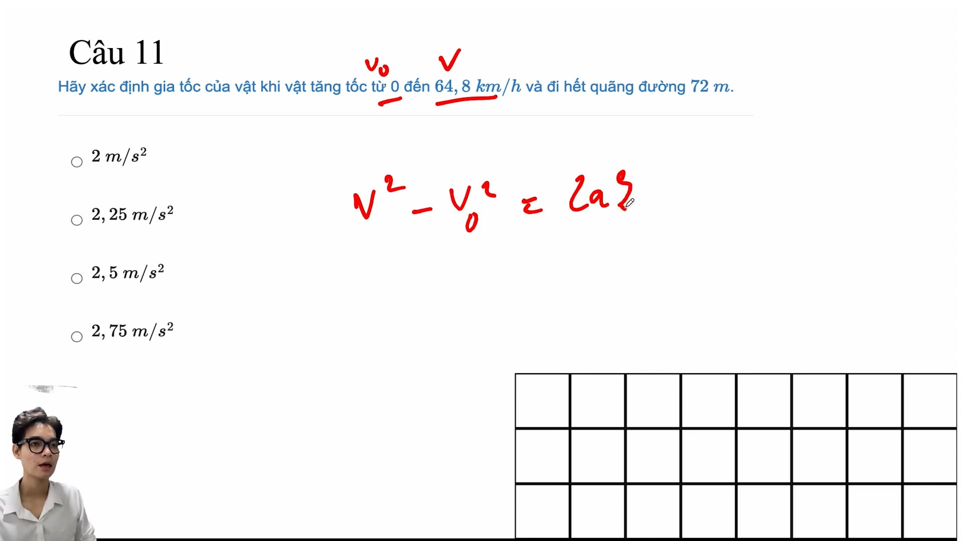 Xác định gia tốc của vật khi tăng tốc