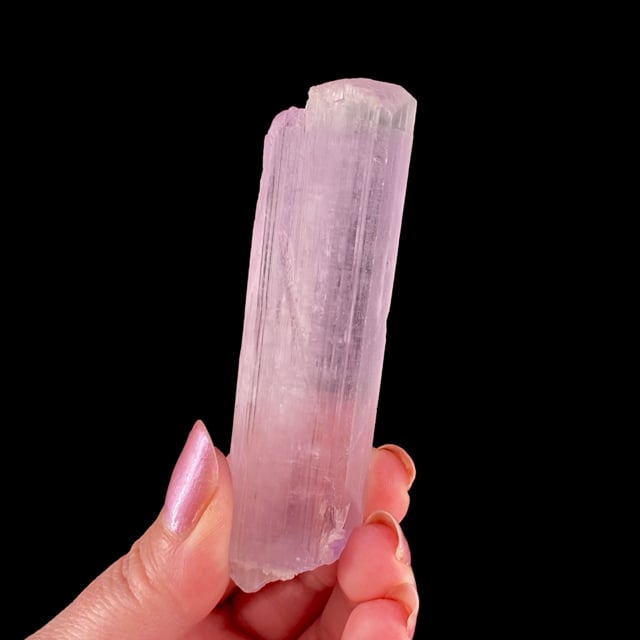 Spodumene var: Kunzite (doubly-terminated)