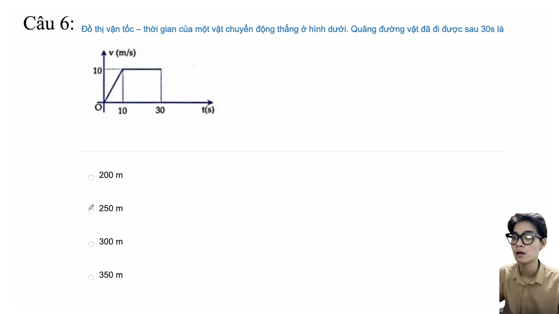 Tính quãng đường vật đi được sau 30s.