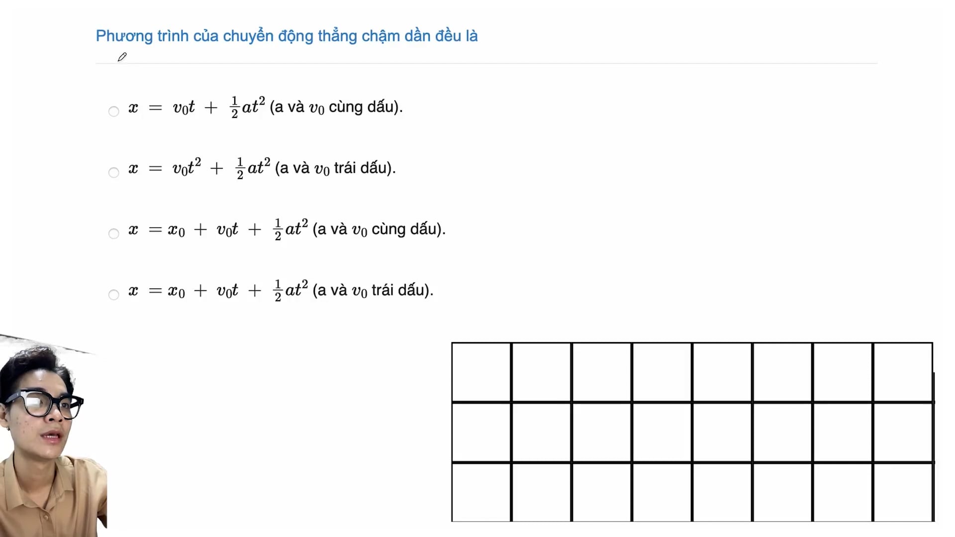 Phương trình chuyển động thẳng chậm dần đều