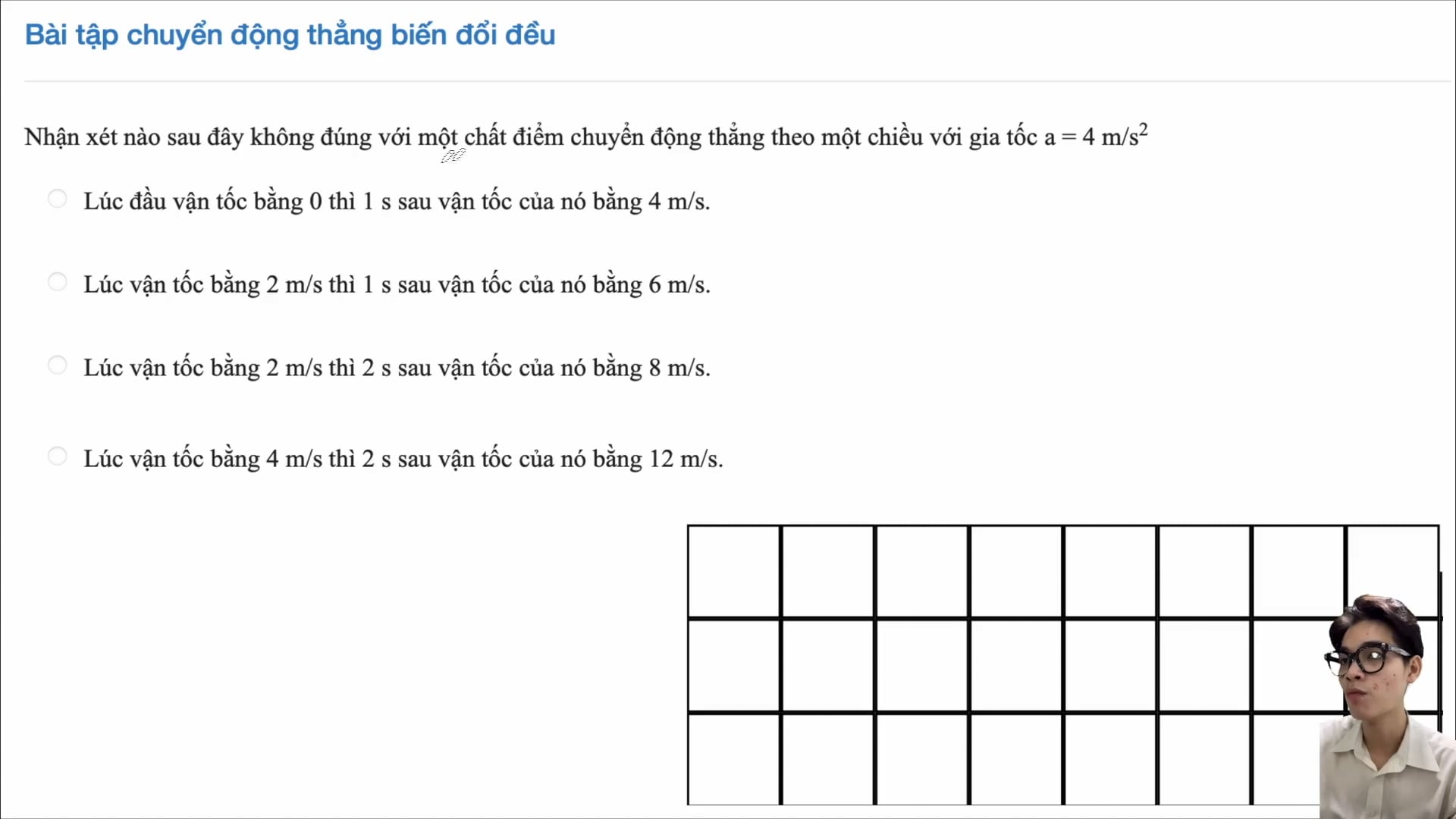 Bài tập chuyển động thẳng biến đổi đều