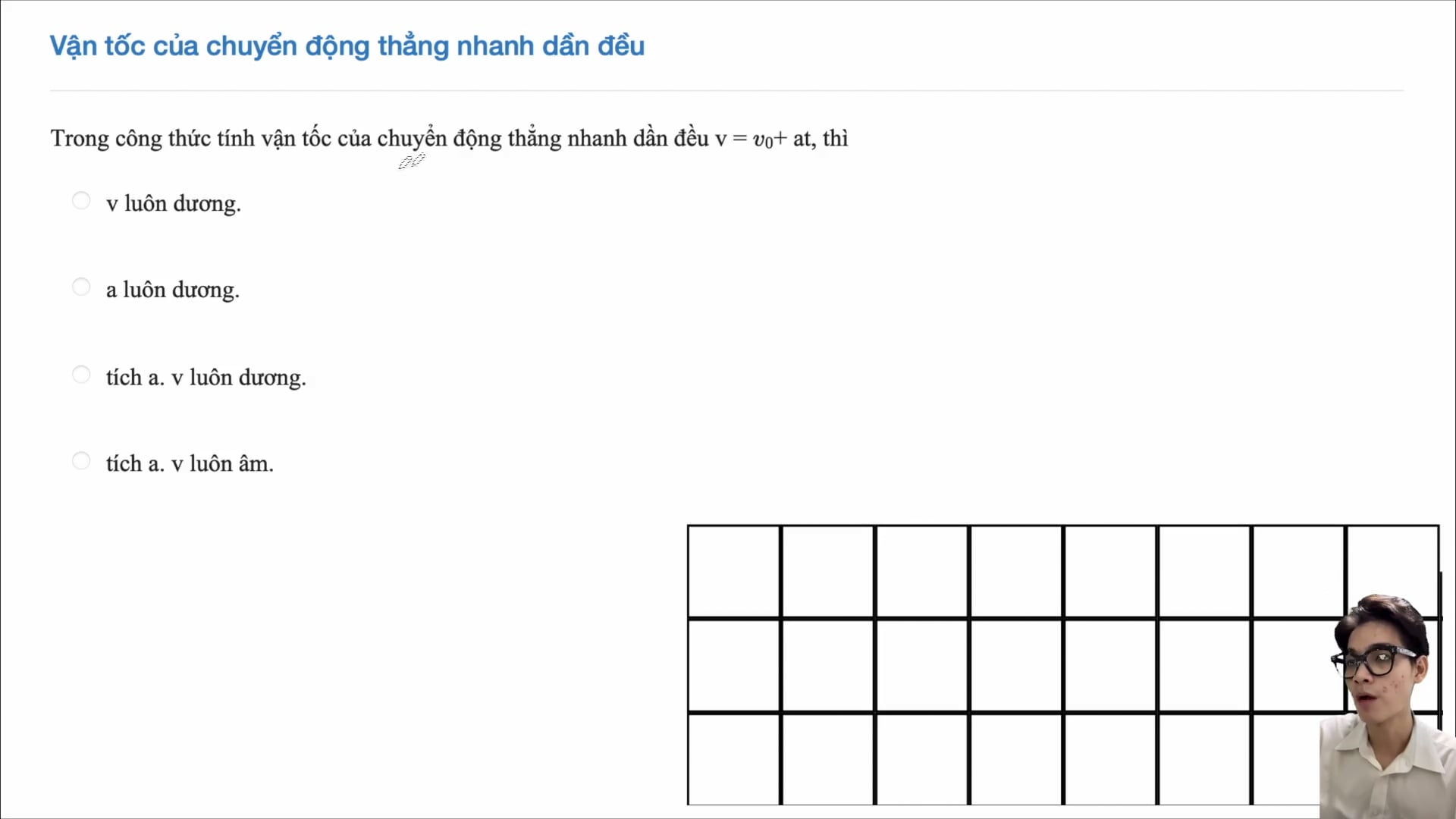 Vận tốc của chuyển động thẳng nhanh dần đều