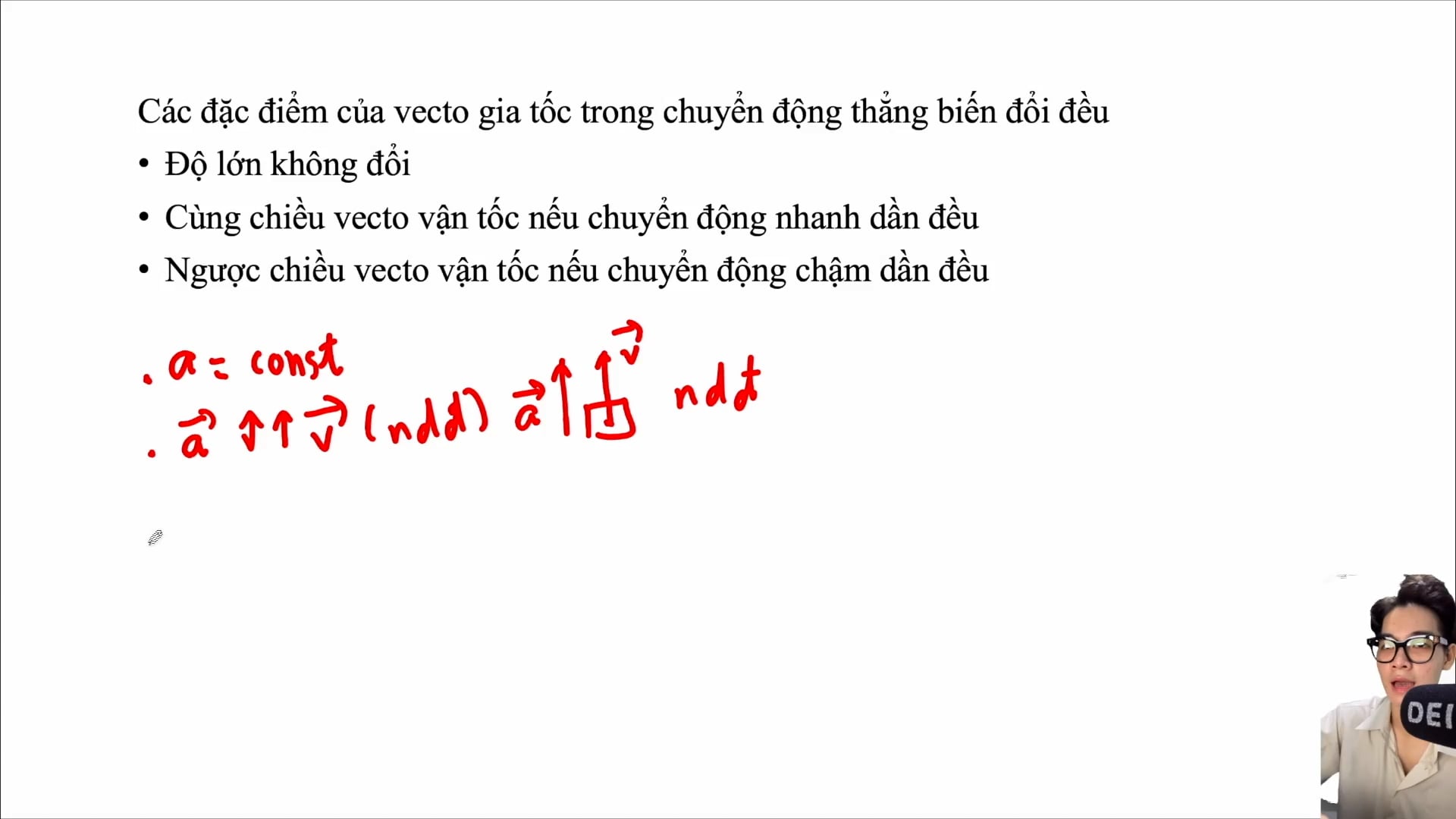 Đặc điểm của vật chuyển động thẳng chậm dần đều