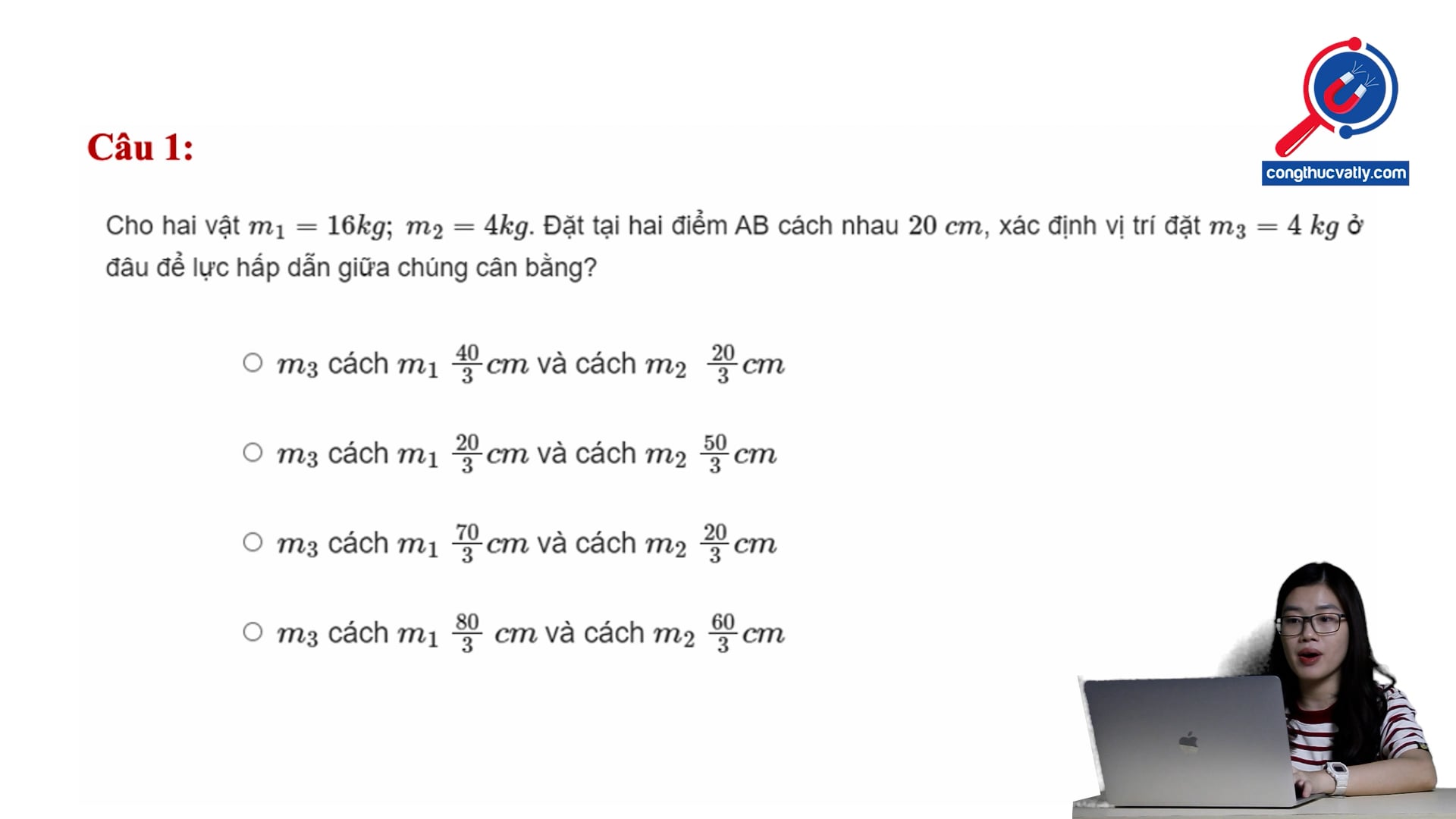 Xác định vị trí để lực hấp dẫn giữa hai vật cân bằng