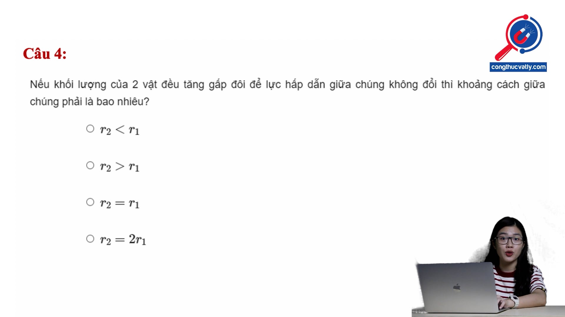 Lực hấp dẫn là bao nhiêu khi tăng khối lượng hai vật lên gấp đôi