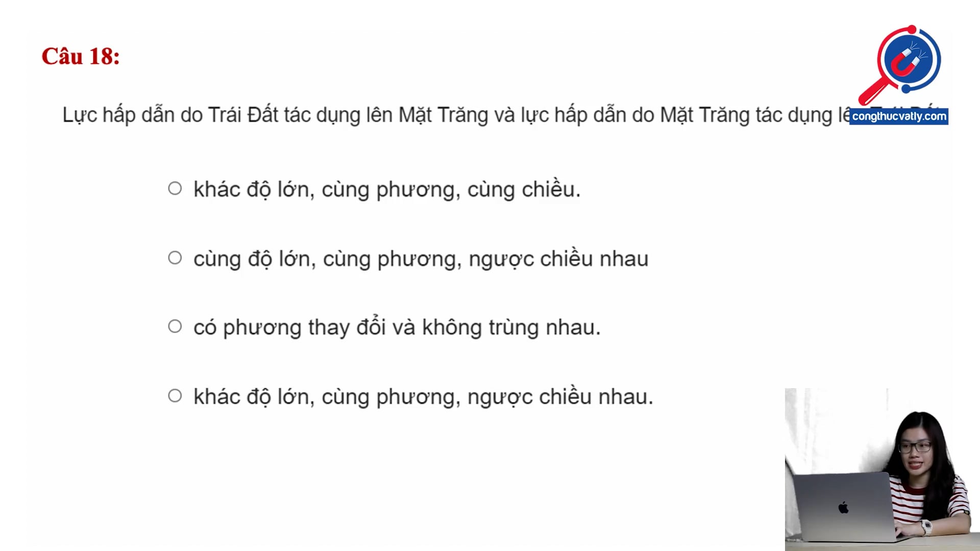 Lực hấp dẫn giữa Trái Đất và Mặt trăng