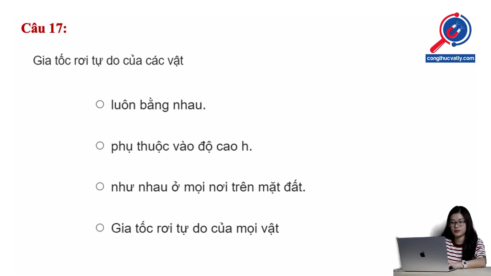 Gia tốc rơi tự do của vật