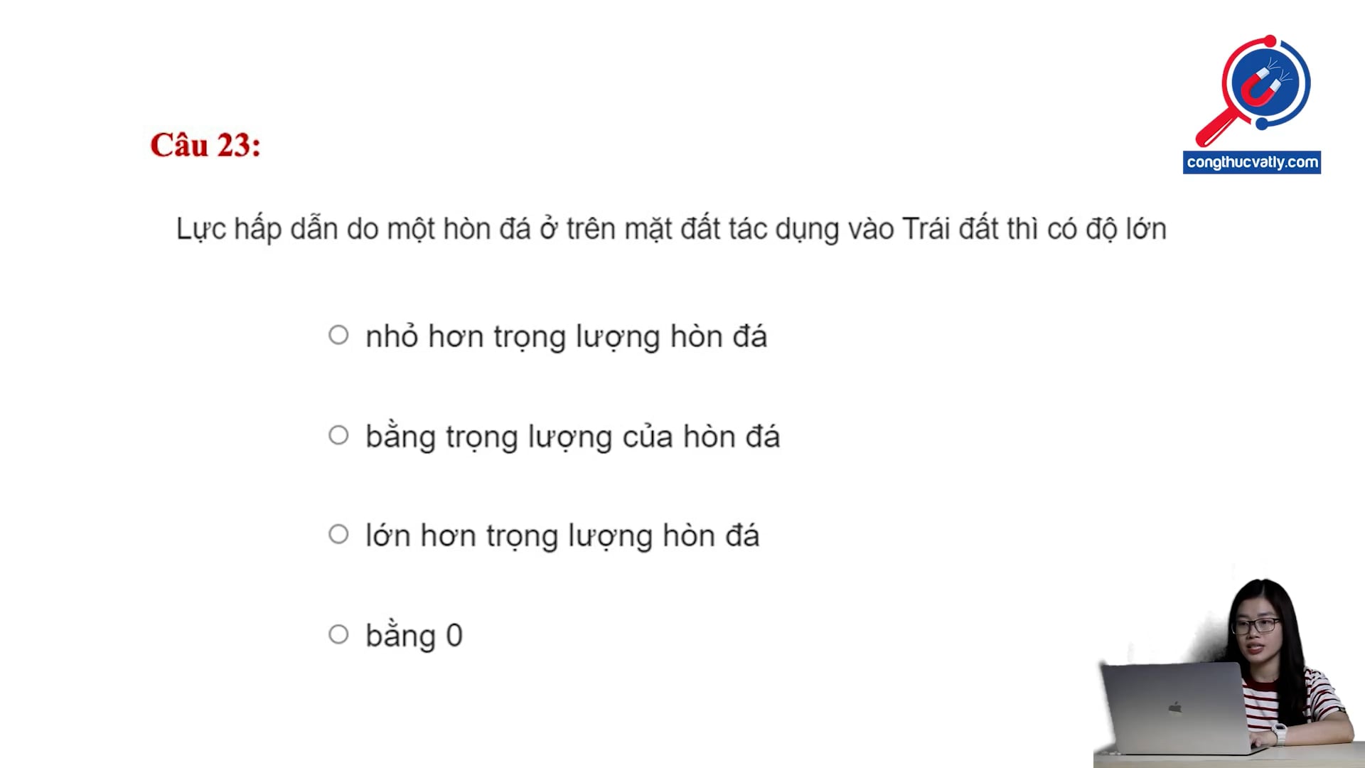 Lực hấp dẫn do một hòn đá gây ra