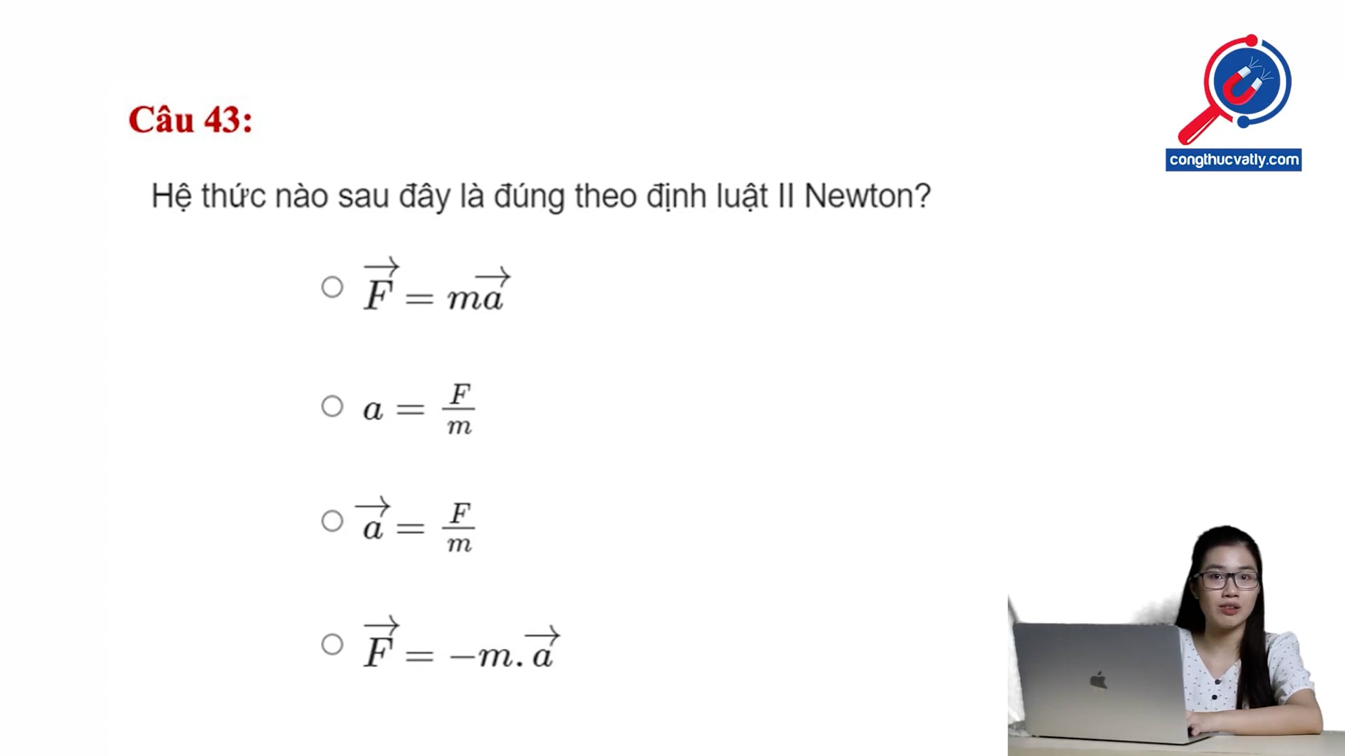 Hệ thức định luật II Newton