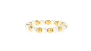3-3.5mm Cultured Pearl and 14kt Yellow Gold Bead Stretch Ring