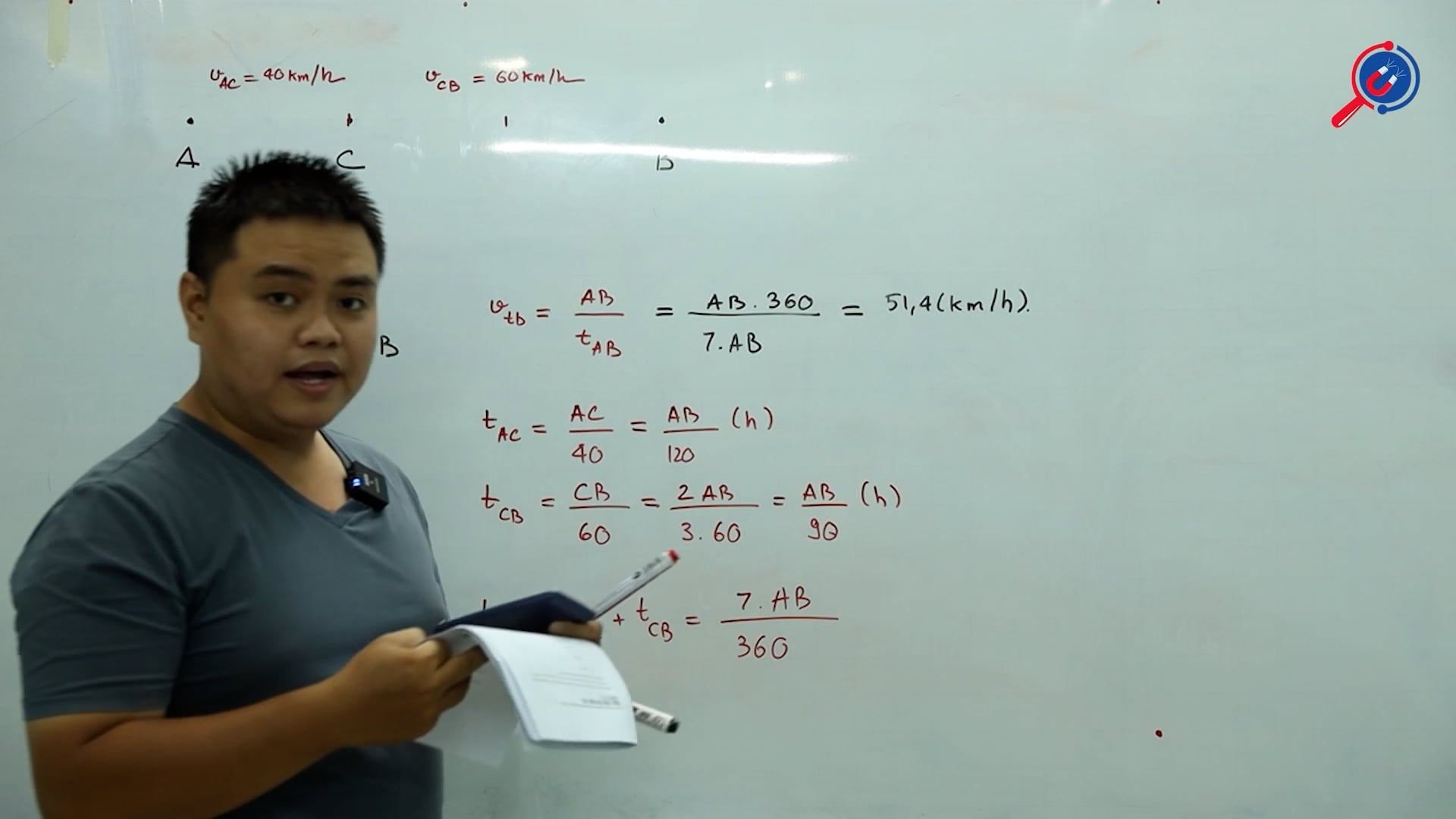 Một phần ba đoạn đường đầu ô tô chạy với vận tốc 40 km/h, ở đoạn đường còn lại ô tô chạy với vận tốc 60 km/h. Xác định vận tốc trung bình trên cả đoạn đường.