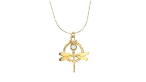4.5-5mm Cultured Pearl Dragonfly Pendant Necklace in 18kt Gold Over Sterling