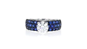 1.00 Carat Lab-Grown Diamond Ring with .90 ct. t.w. Sapphires in 14kt White Gold