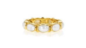 6x4mm Cultured Pearl Ring in 18kt Gold Over Sterling