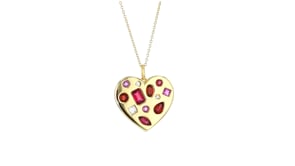 3.10 ct. t.w. Multi-Gemstone Heart Pendant Necklace in 18kt Gold Over Sterling