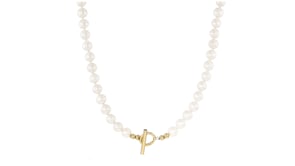5.5-6mm Cultured Pearl Toggle Necklace in 14kt Yellow Gold