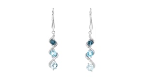 2.00 ct. t.w. Tonal Blue Topaz Spiral Drop Earrings with .10 ct. t.w. Diamonds in Sterling Silver