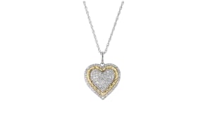 .33 ct. t.w. Pave Diamond Roped Heart Pendant Necklace in Sterling Silver with 14kt Yellow Gold
