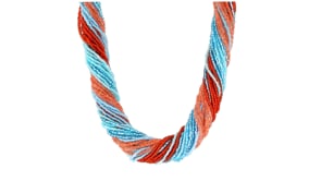 Italian Multicolored Murano Glass Bead Torsade Necklace with 18kt Gold Over Sterling