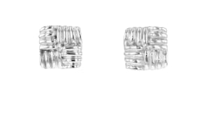 Italian Sterling Silver Quilted Pattern Earrings