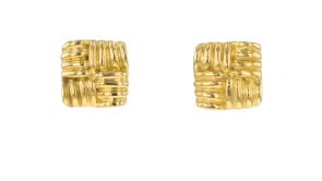 Italian 18kt Gold Over Sterling Quilted Pattern Earrings