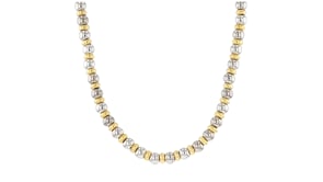 Italian Sterling Silver and 22kt Gold Over Sterling Bead Necklace