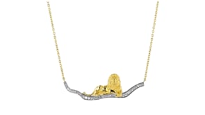 .20 ct. t.w. White Topaz Lion Necklace in Sterling Silver and 18kt Gold Over Sterling