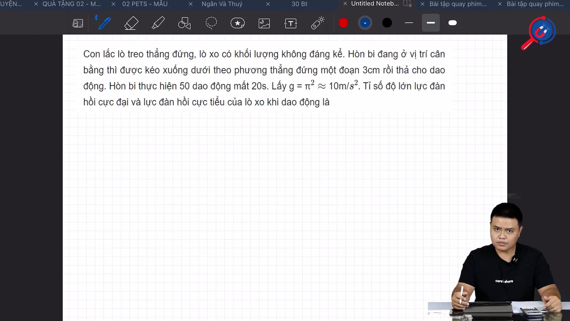 Tỉ số độ lớn lực đàn hồi cực đại và lực đàn hồi cực tiểu của lò xo khi dao động là