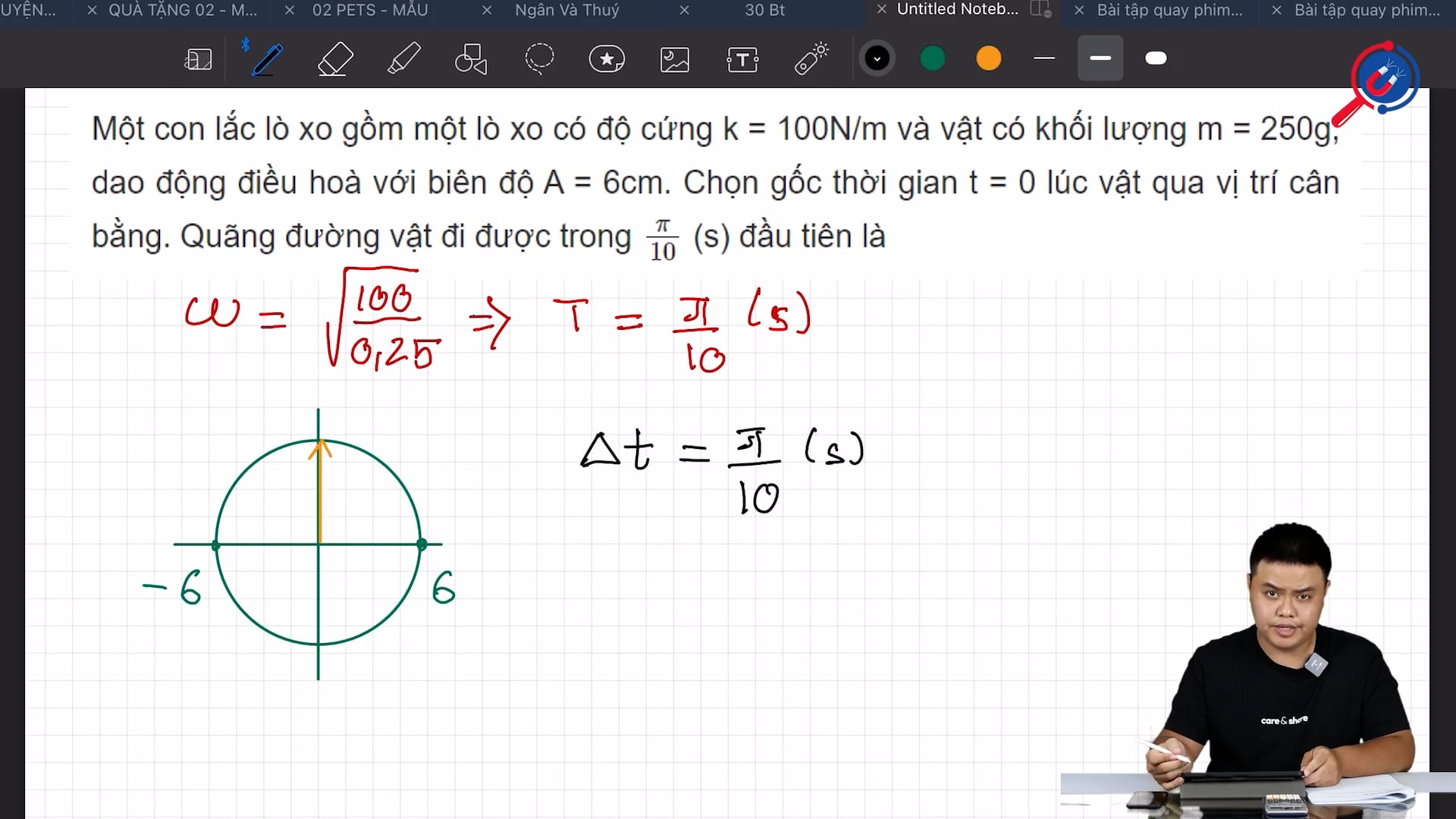 Quãng đường vật đi được trong 10π (s) đầu tiên của con lắc lò xo