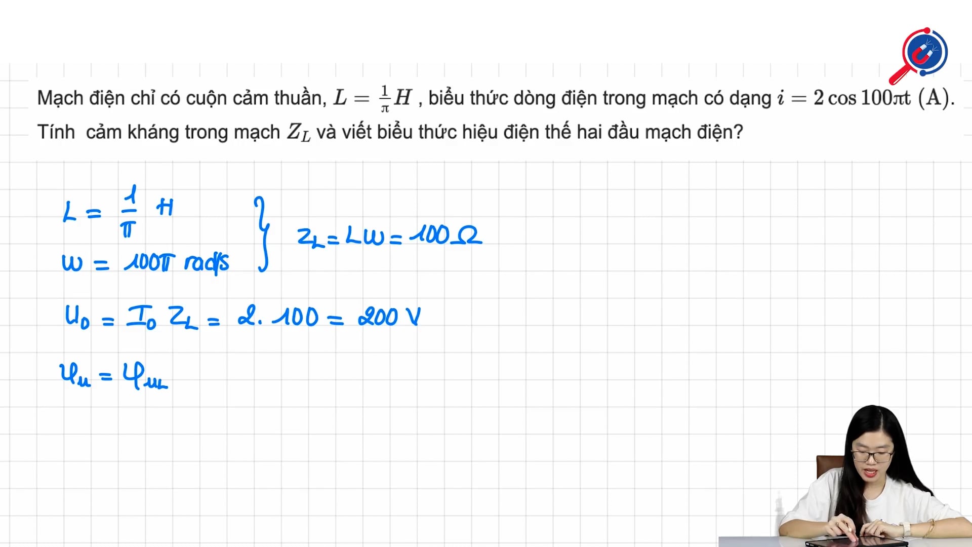Tính và viết biểu thức của cảm kháng trong mạch