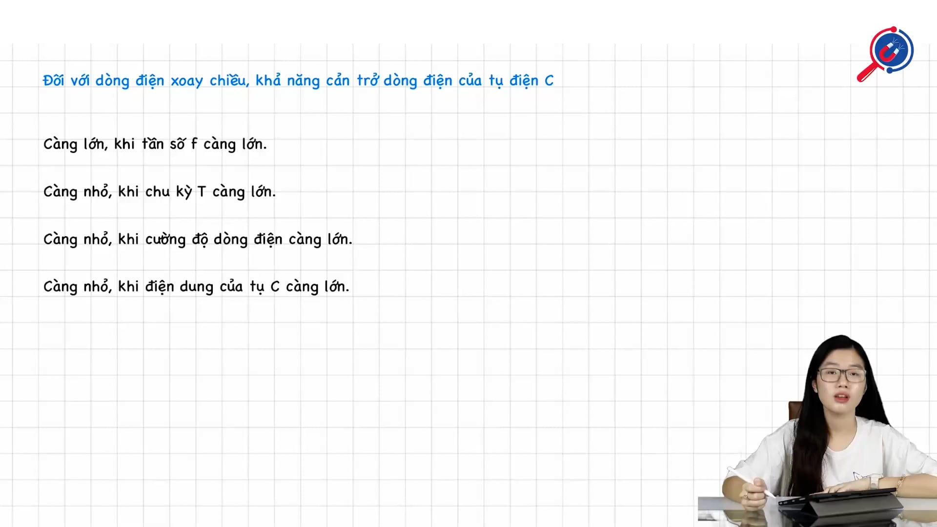 Đối với dòng điện xoay chiều, khả năng cản trở dòng điện của tụ điện C