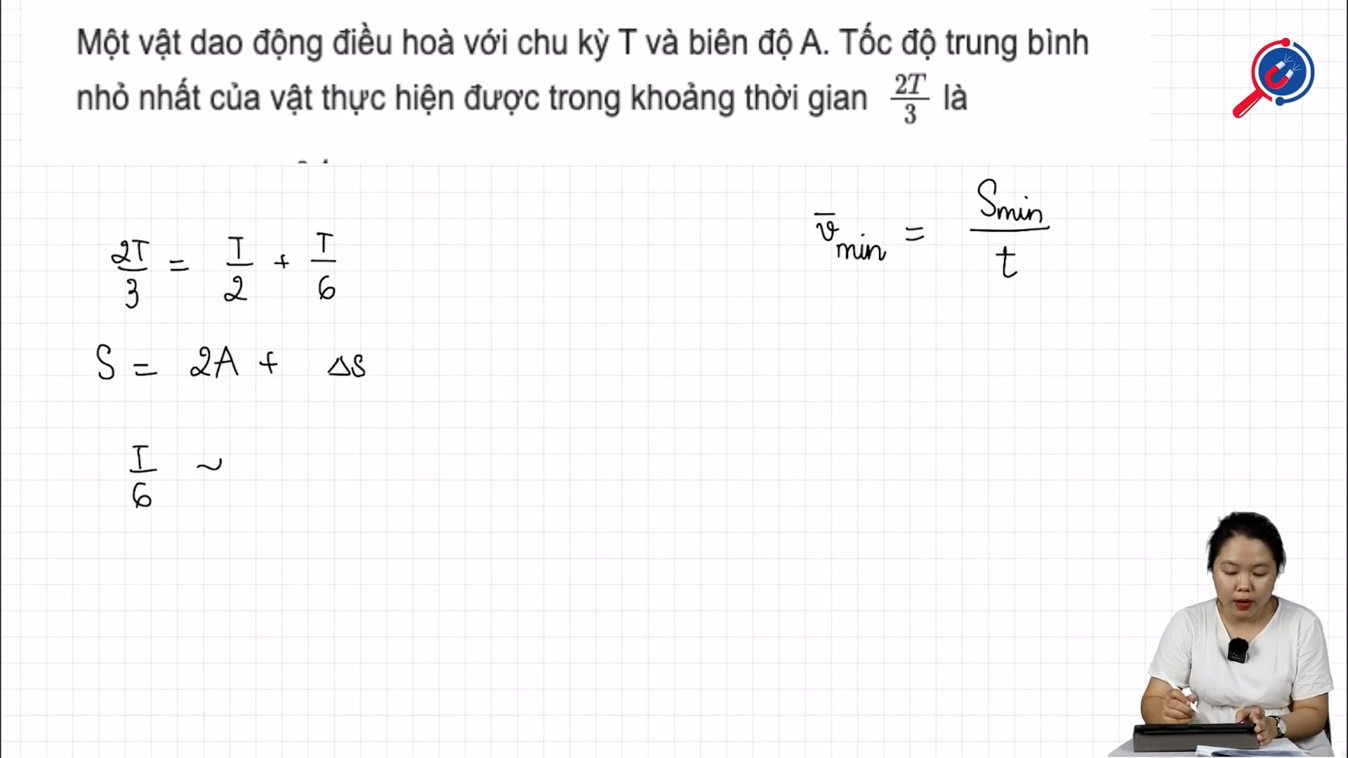 Tốc độ trung bình nhỏ nhất của vật thực hiện được trong khoảng thời gian 2T/3 là bao nhiêu?